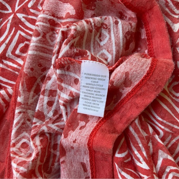 CHARTER CLUB Semi-Sheer Orange and White Beaded Tunic Top Women’s Size Medium - Picture 8 of 11